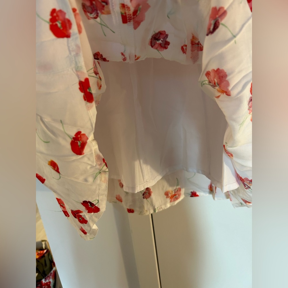 NWT Gap fully lined white flowered short sleeve dress - Picture 4 of 7